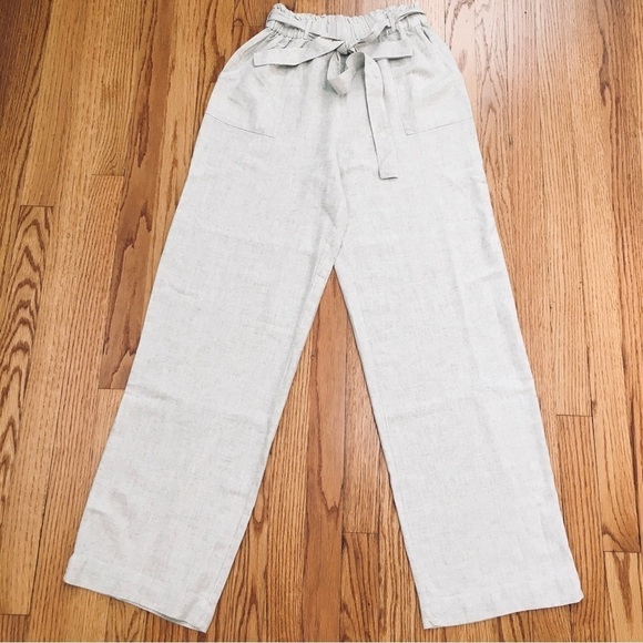 Now This High Rise Paperbag Linen Viscose Wide Leg Pull on Pants - Picture 15 of 16